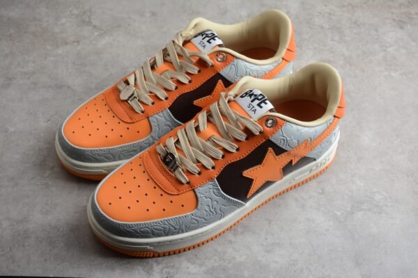 7._7_b4e3a594-d418-4ac5-999d-048f1df106cb BAPE STA Low-Top Orange and Grey Sneakers