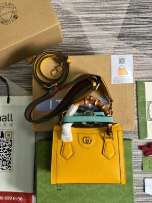 gg Diana Mini Tote Bag Yellow For Women, Women’s Bags 7.9in/20cm gg ?702732 U3ZDT 7480