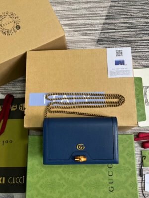 gg Diana Mini Bag With Bamboo Blue For Women, Women’s Bags 7.5in/19cm gg