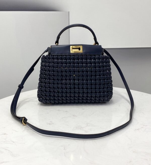 FI Peekaboo Mini Navy Blue Braided Bag For Woman 18cm/7in