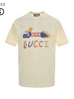 Gucci White T-Shirt with Dragon Graphic