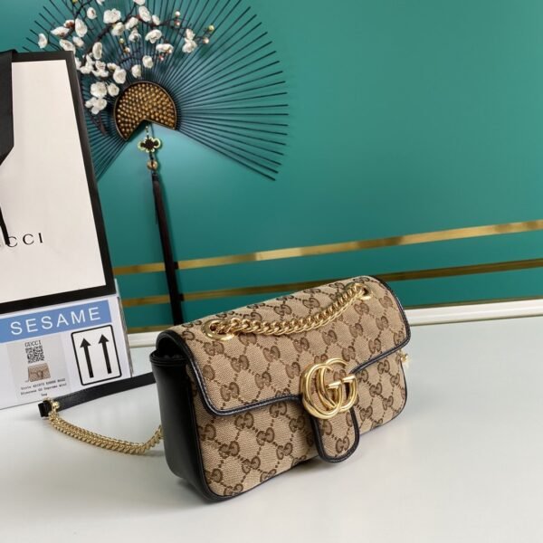 gg Marmont Matelass¨¦ Mini Bag Beige/Ebony Diagonal Matelass¨¦ Original gg Canvas For Women  8.5in/22cm 446744