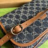 gg Children’s gg? Messenger Bag Dark Blue And Ivory Eco Washed Organic gg Jacquard Denim For Women? 11.4in/29cm gg