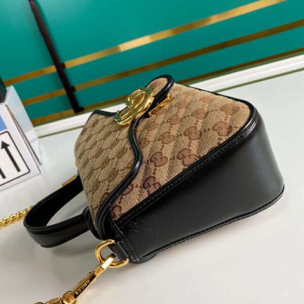 gg Ladies gg Canvas Marmont Mini Top Handle Bag Beige/Ebony Diagonal Matelass¨¦ Original gg Canvas 8.3in/21cm gg 583571 HVKEG 9772