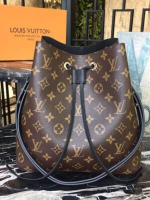 LV NeoNoe MM Bucket Bag Monogram Canvas Black For Women, Women¡¯s Handbags, Shoulder And Crossbody Bags 10.2in/26cm LV M44020