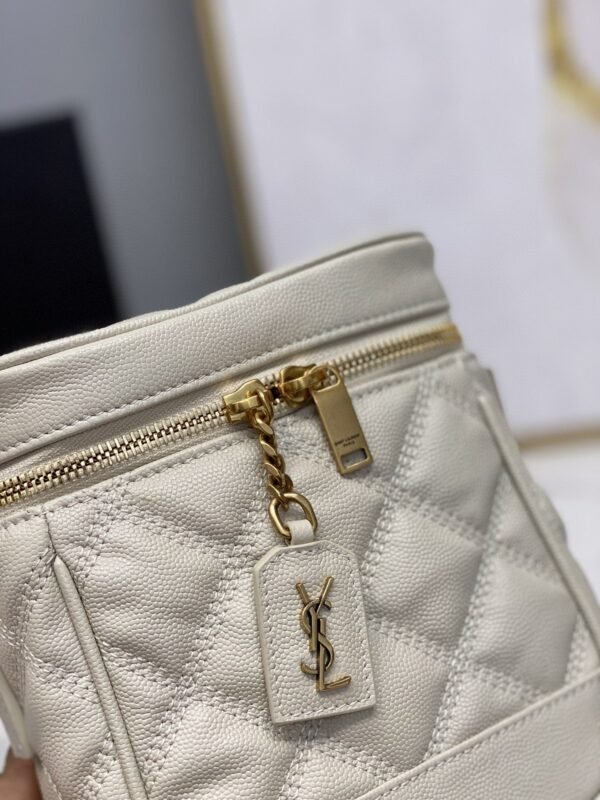 749d67b4 YSSL Vanity Bag In Carr¨¦-Quilted Grain De Poudre White For Women 6.4in/16.5cm YSL 649779DME279207