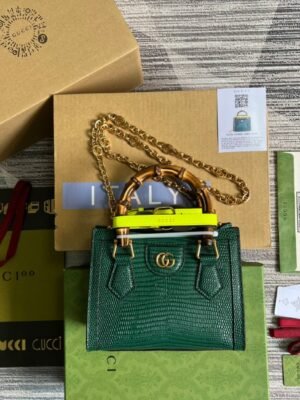 gg Lizard Mini Tote Bag Green For Women, Women’s Bags 7.9in/20cm gg