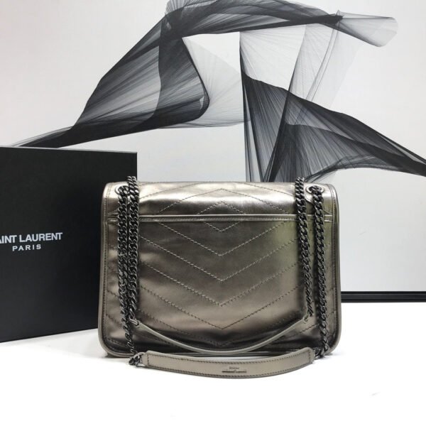 YSSL Niki Medium Chain Bag In Crinkled Vintage?Silver For Women 11in/28cm YSL?