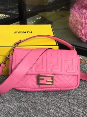 FI Baguette Nappa Pink For Women, Handbags, Shoulder And Crossbody Bags 10.6in/27cm FF 8BR600