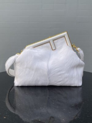 FI First Medium White Fox Fur Bag For Woman 32.5cm/13in