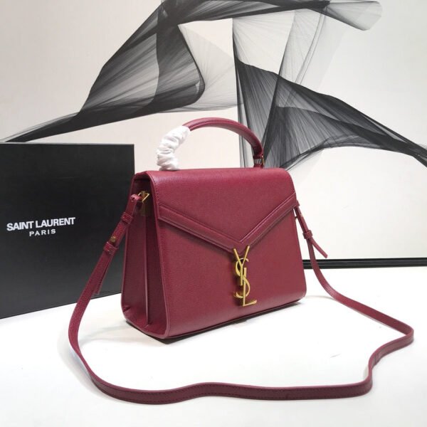 YSSL Cassandra Medium Top Handle Bag In Grain Burgundy For Women 9.6in/24.5cm YSL ?578000BOW0W6475