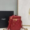 YSSL  Vanity Bag In Carr¨¦-Quilted Grain De Poudre Red For Women 6.4in/16.5cm YSL 649779DME276805