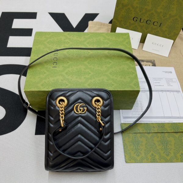 gg Marmont Matelasse Mini Bag Black For Women, Women’s Bags 7.5in/19cm gg ?696123 DTDHT 1000