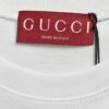 Gucci White T-Shirt with Blue Vertical Logo Patch