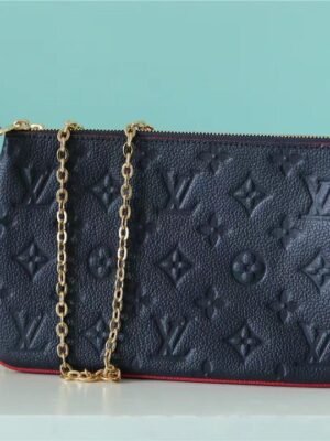 LV Double Zip Pochette Monogram Empreinte Black/Red For Women,  Shoulder and Crossbody Bags 7.9in/20cm LV