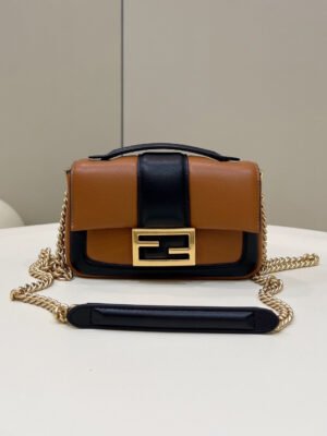 FI Baguette Chain Brown and Black Bag For Woman 19cm/7.5in