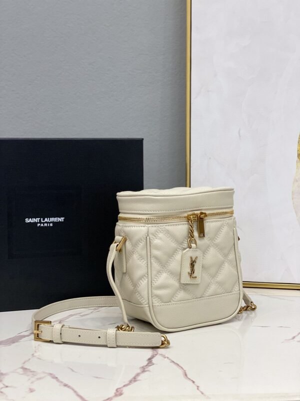 7d3e1d58 YSSL Vanity Bag In Carr¨¦-Quilted Grain De Poudre White For Women 6.4in/16.5cm YSL 649779DME279207