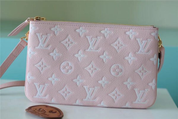 7e43c52d LV Double Zip Pochette Monogram Empreinte Candy Pink For Women, Shoulder And Crossbody Bags 20cm/7.9in LV M81429