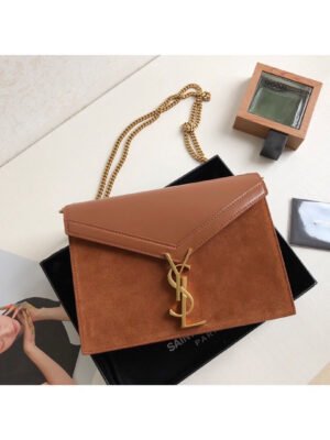 YSSL Cassandra Medium Chain Bag In Box And Velvet Orange For Women 8.6in/22cm YSL