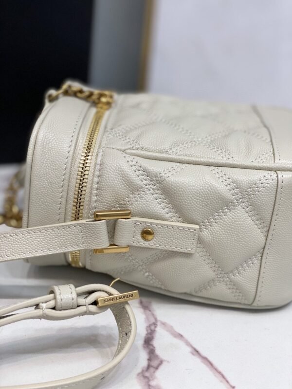 7f514aa8 YSSL Vanity Bag In Carr¨¦-Quilted Grain De Poudre White For Women 6.4in/16.5cm YSL 649779DME279207