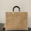 FI Sunshine Medium Beige and Black straw shopper Bag For Woman 31cm/12in 8BH386AKRPF1CBX