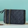 LV Double Zip Pochette Monogram Empreinte Black For Women,  Shoulder and Crossbody Bags 7.9in/20cm LV M68568