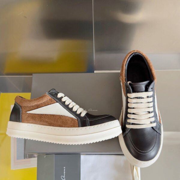8._8_b377c55b-2c4c-4b7b-9b95-05b0ec8915f6 Rick Owens Black and Brown Low-Top Sneakers