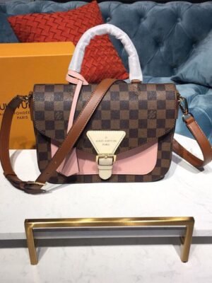 LV Beaumarchais Damier Ebene Canvas Venus Pink For Women, Women’s Handbags, Shoulder And Crossbody Bags 9.8in/25cm LV N40147