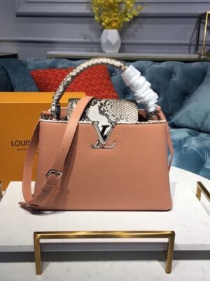 LV Capucines PM Taurillon And Python Magnolia Pink For Women,  Shoulder And Crossbody Bags 10.4in/27cm LV