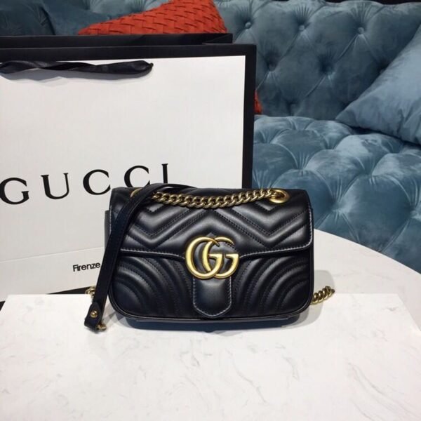 gg Marmont Matelass¨¦ Mini Bag Black Matelass¨¦ Chevron With A Heart For Women 8.5in/22cm gg  446744 DTDIT 1000