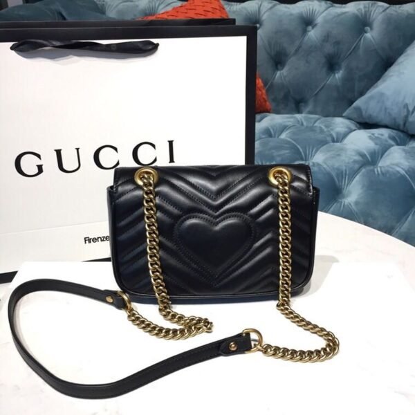 gg Marmont Matelass¨¦ Mini Bag Black Matelass¨¦ Chevron With A Heart For Women 8.5in/22cm gg  446744 DTDIT 1000