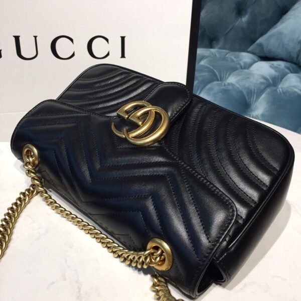 gg Marmont Small Matelass¨¦ Shoulder Bag Black Matelass¨¦ Chevron With A Heart For Women 10in/22cm gg 446744 DTDIT 1000