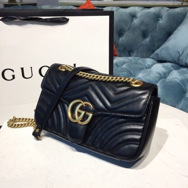 gg Marmont Small Matelass¨¦ Shoulder Bag Black Matelass¨¦ Chevron With A Heart For Women 10in/22cm gg 446744 DTDIT 1000