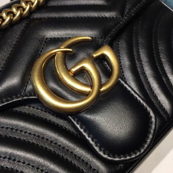 gg Marmont Small Matelass¨¦ Shoulder Bag Black Matelass¨¦ Chevron With A Heart For Women 10in/22cm gg 446744 DTDIT 1000