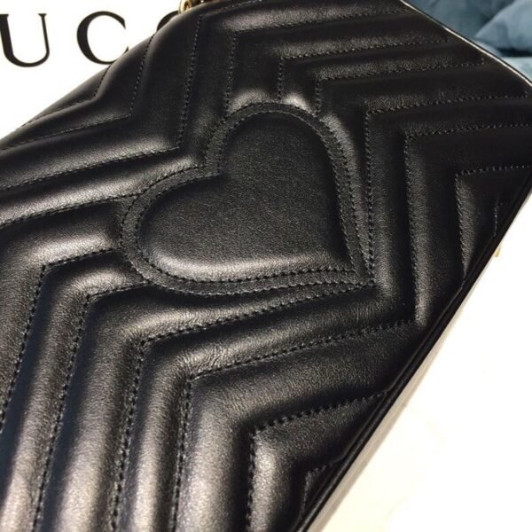 gg Marmont Small Matelass¨¦ Shoulder Bag Black Matelass¨¦ Chevron With A Heart For Women 10in/22cm gg 446744 DTDIT 1000