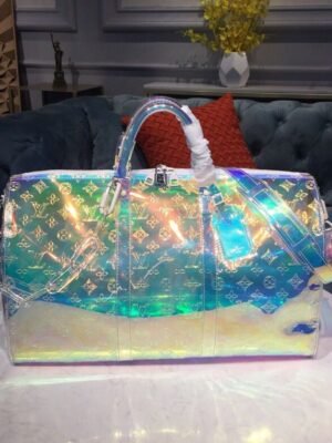LV Keepall Bandouliere 50 Monogram PVC Iridescent Prism By Virgil Abloh For Men, Bags, Travel Bags 19.7in/50cm LV M53271
