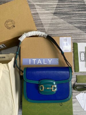 gg Horsebit 1955 Shoulder Bag Blue For Women, Women’s Bags 9.8in/25cm gg