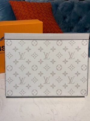 LV Pochette Voyage MM Monogram Eclipse Canvas Silver For Men, Bags, Travel Bags 10.6in/27cm LV