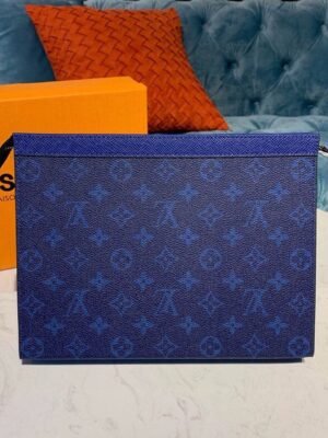 LV Pochette Voyage MM Monogram Eclipse Canvas Pacific Blue For Men, Bags, Travel Bags 10.6in/27cm LV M30423