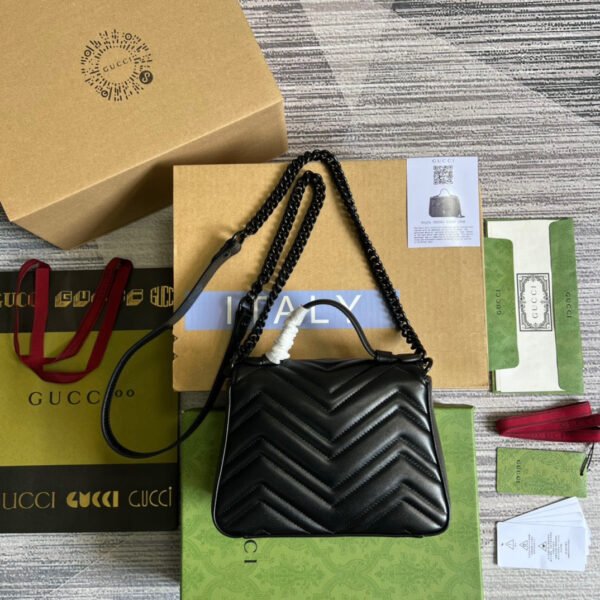 gg Marmont Mini Top Handle Bag Black For Women, Women’s Bags 8.3in/21cm gg ?