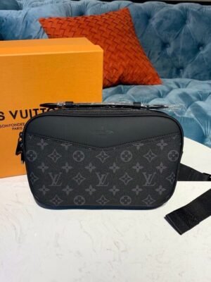 LV Bumbag Monogram Eclipse Canvas For Men, Belt Bags 11in/28cm LV M42906