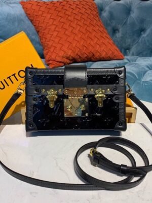 LV Petite Malle Monogram Vernis Black For Women, Women¡¯s Handbags, Shoulder And Crossbody Bags 7.9in/19cm LV M54180