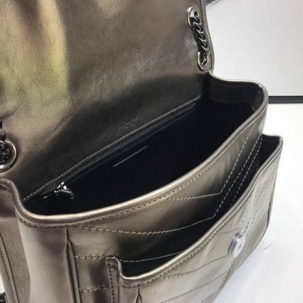 YSSL Niki Medium Chain Bag In Crinkled Vintage?Silver For Women 11in/28cm YSL?