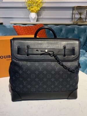 LV Steamer PM Monogram Eclipse Canvas By Virgil Abloh For Men, Handbags, Shoulder And Crossbody Bags 13.8in/35cm LV M44731