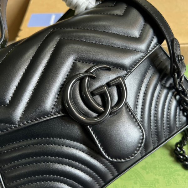 gg Marmont Mini Top Handle Bag Black For Women, Women’s Bags 8.3in/21cm gg ?