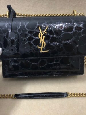YSSL Sunset Chain Wallet Black For Women 8.2in/21cm YSL