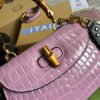 gg Bamboo 1947 Crocodile Top Handle Bag Pink For Women, Women’s Bags 10.2in/26cm gg