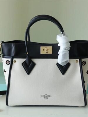 LV On My Side MM Bag Monogram Flower For Women 31cm/12.2 Inches Caramel Black LV M59842
