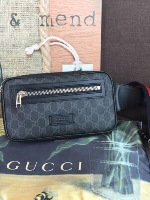 gg Black Belt Bag Black/Grey Soft gg Supreme Crafted For Men 9in/24cm gg 474293 K9RRN 1095