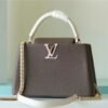 8985c43b LV Capucines MM Taurillon Smokey Brown Green/ Creme/ Pink For Women, Shoulder And Crossbody Bags 31.5cm/12.4in LV M59516